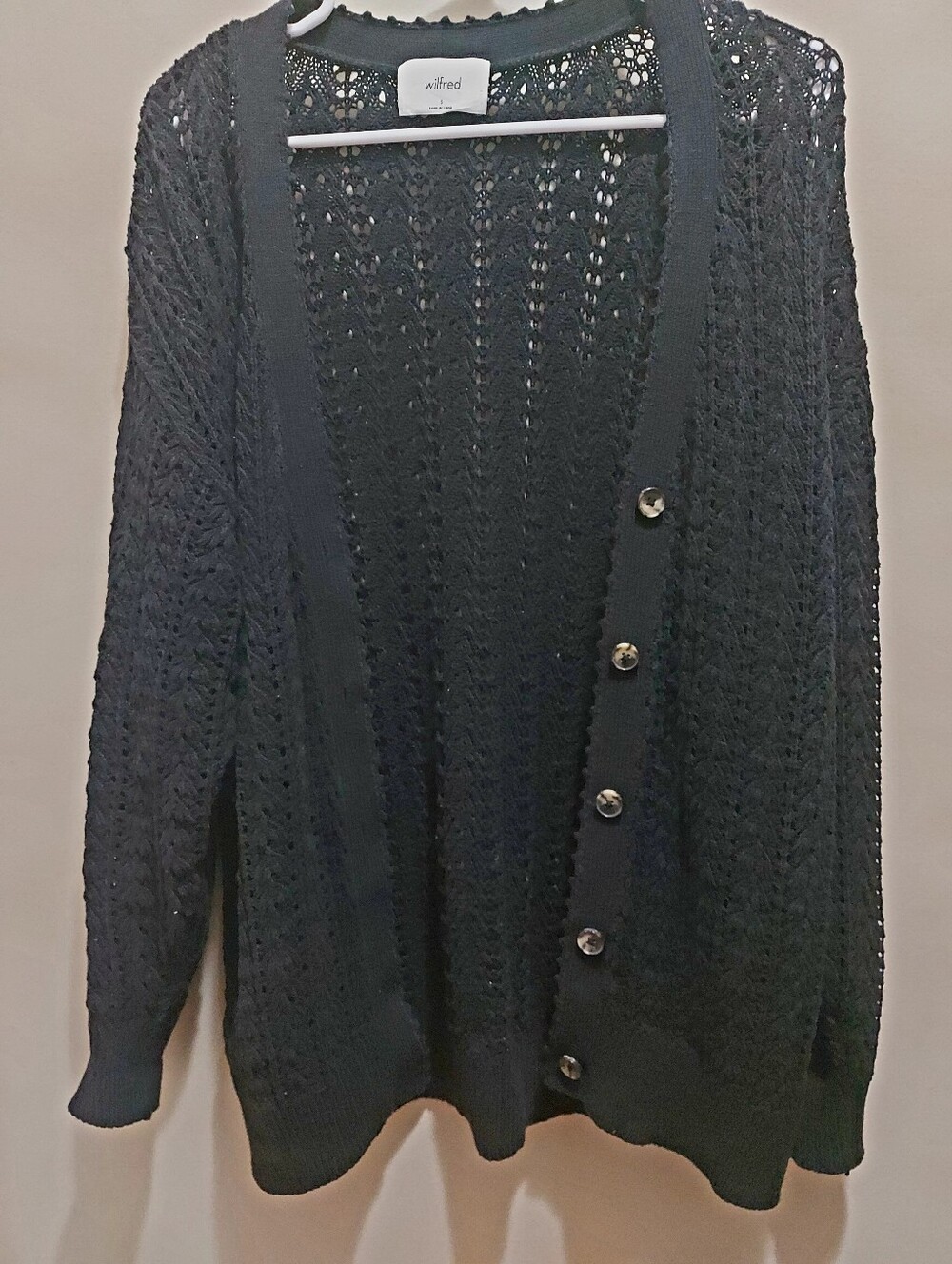 Aritzia Reverence Open-Knit Button Cardigan 100% Cotton